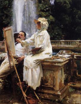 John Singer Sargent : The Fountain, Villa Torlonia, Frascati, Italy